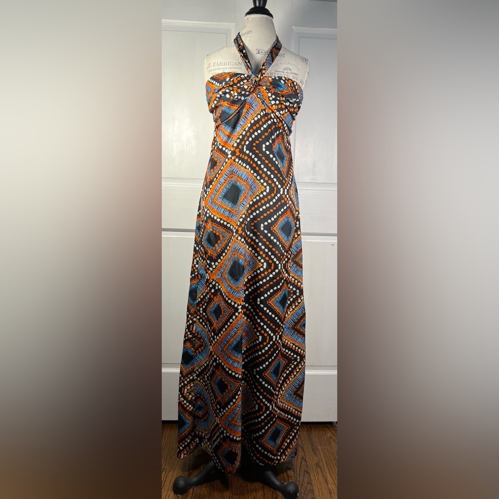 Band Of Gypsies Geometric Print Halter Maxi Dress Excellent Condition Size Small - Picture 2 of 7